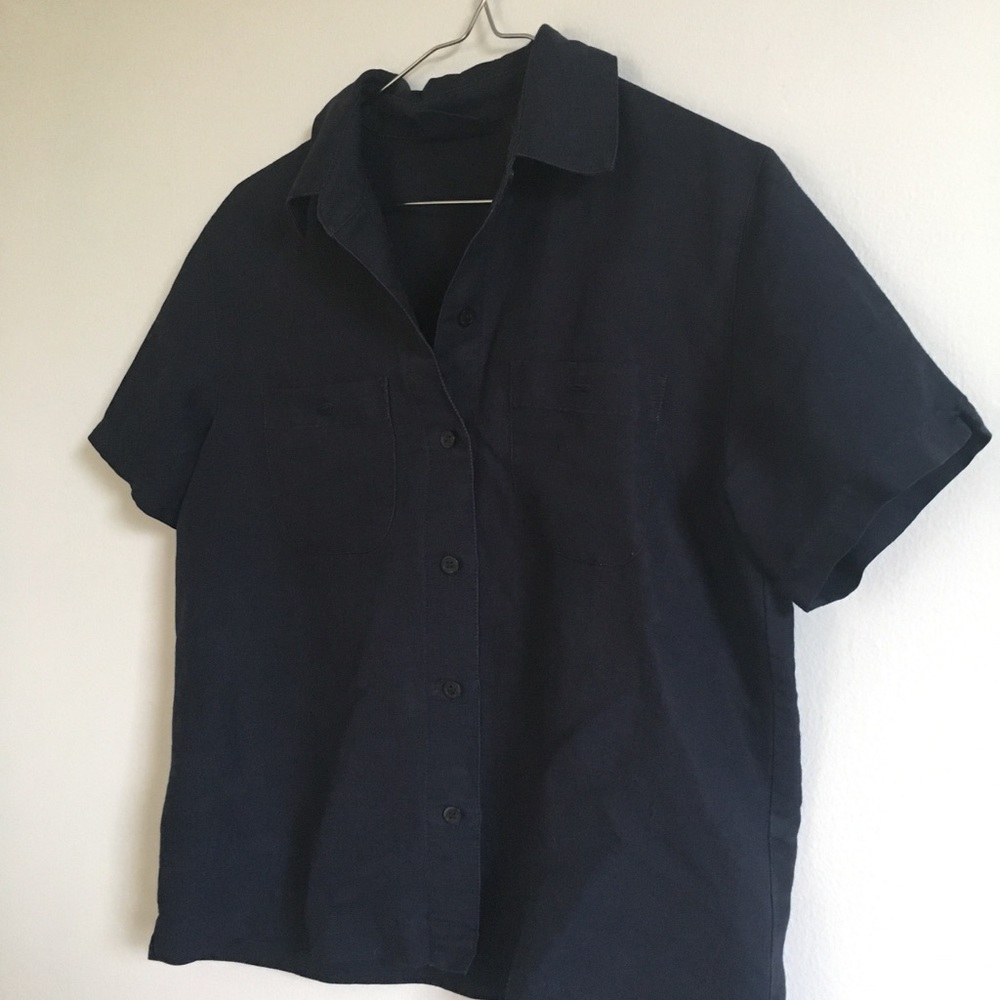 Navy button down boxy top